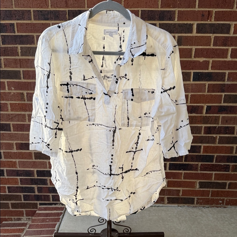 Westbound Cream and Black Abstract Shirt